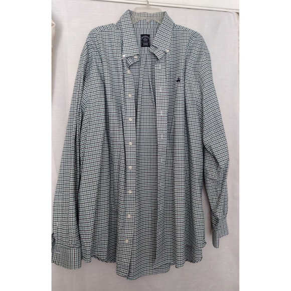 1818 Brooks Brothers Other - Brooks Brothers 1818 Men's 2XL Green White Supima Cotton Non-Iron Dress Shirt